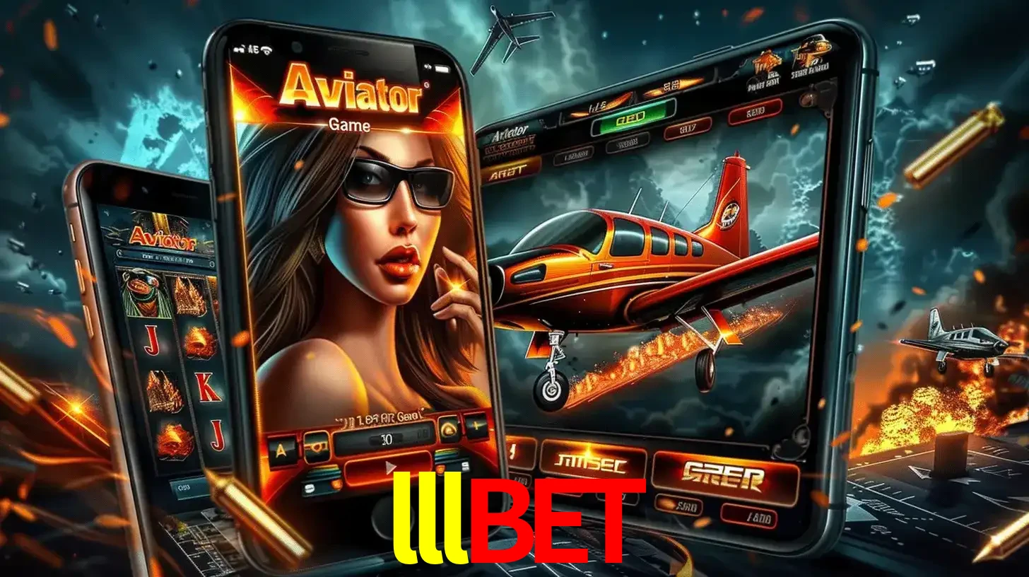 O popular jogo de apostas Aviator exibido em vários celulares e tablets, mostrando a interface emocionante e a ação de voo disponíveis para jogar agora no lllbet.