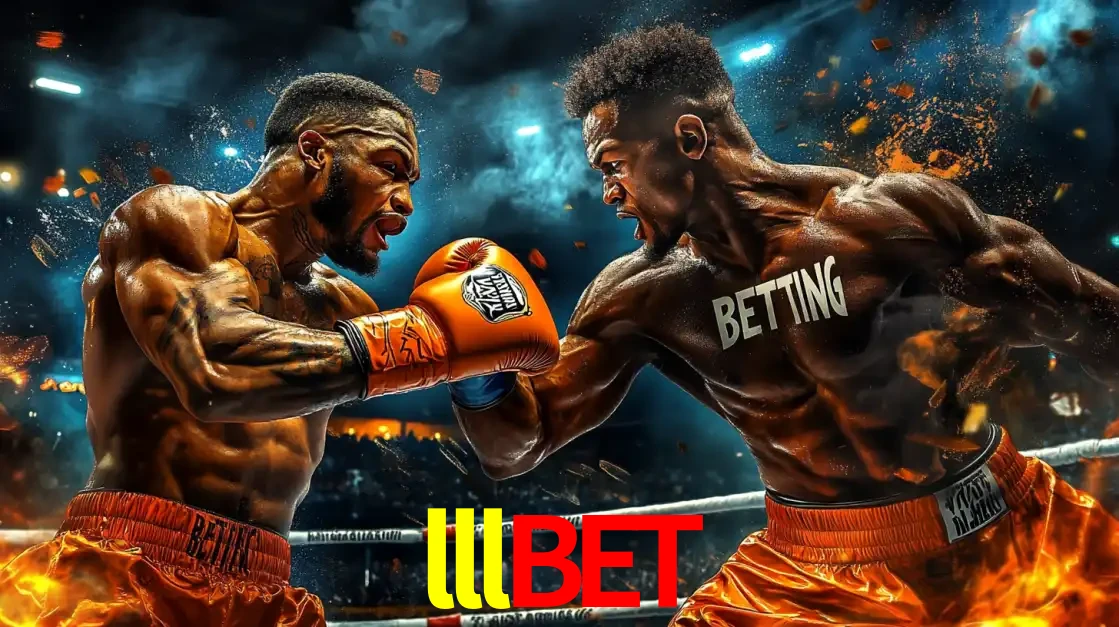 Dois boxeadores em uma luta intensa e explosiva, representando a adrenalina e as oportunidades de apostas em esportes de combate disponíveis na plataforma lllbet.